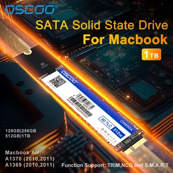 OSCOO SATA3 SSD MacBook Air 2010-2011 A1369 A1370 SSD 256GB 512 GB 1 TB Sise-Solid-state Drive 6+12Pin Kõvaketas