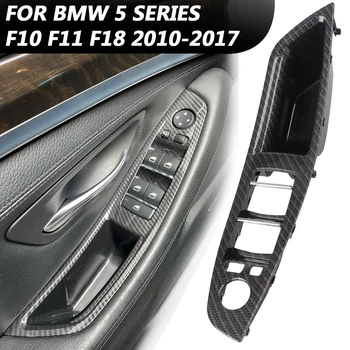 Vasakule Sõita LHD BMW Serie 5 F10 F18 2010-2017 Auto Ukse Käepide Lüliti Paneeli Katta Carbon Fiber Muster 7tk Auto Tarvikud
