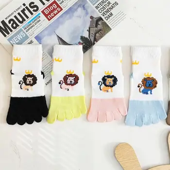 Korea Stiilis Lapsed Puuvill Viie sõrme Sokid Lastele Lõvi Cartoon Sokid Mugav Pehme Higi-imav Terve Sokid