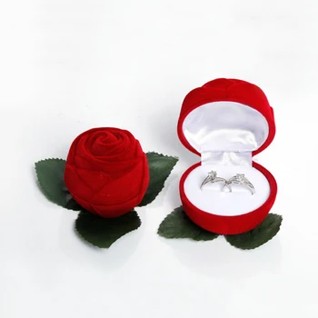 Roosi Ehted Kasti Punane Samet Ringi Kast Ettepaneku Kaasamine abielusõrmus Ladustamise Display Box Peen Ehted Korraldaja Box