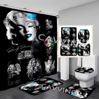 Marilyn Monroe 3D Dušš Kardinad Veekindel Vannituba Kardin Anti-slip Bath Mat Komplekt Wc, Vaibad, Vaip Home Decor J02