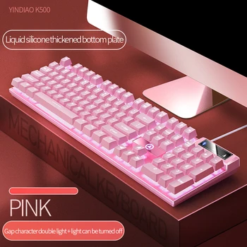 K500 Roosa Klaviatuuri Segatud Värv Valge Roosa Keycaps 104 Võtmed Wired Gaming Klaviatuuri Sülearvuti