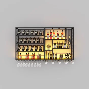 Metallik Likööri Ekraan Vein Kapis Rippuvad Whisky Klubi Riiul Baar Kapp Tööstus-Kapp Armario Para Vinos Likööri Mööbel