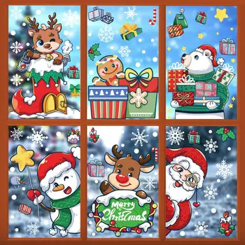 Pidulik Jõulud Aknas Decal Pidulik Jõulud Akna Kleebised Santa Claus Lumememm Põder Patterns Home Decor Jõulud