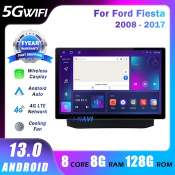13.1 Tolline Android 13 autoraadio Ford Fiesta 2008-2017 Multimeedia Mängija, GPS Navigatsioon, BT Wireless Carplay 4G