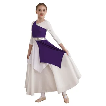 Lapsed Tüdrukud Kiitust Liturgilise Tantsu Kleit Kaasaegse Lüüriline Tants, Kostüümid Varrukateta Ühe Õla Kleit Tants Kleidid