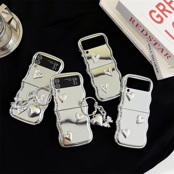 3D Armastus Ripats Käevõru Käepaela Kett Laine Kaitseraua Pehme Põrutuskindel Telefon Case For Samsung Galaxy Z Klapp 3/4/5 Kate