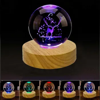 2022 LED Puit Öö Lamp Base DIY Puidust Lamp Base USB Valgustatud Puidust põhjaga Kunsti Ornament Romantiline Ekraan kristallklaas