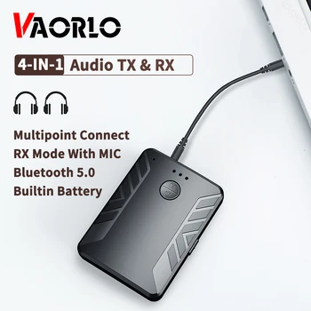 VAORLO 4-IN-1 Bluetooth-5.0 Audio-Saatja-Vastuvõtja Mitmepunktiline Ühendada 3,5 mm AUX-RCA Jack Traadita Adapter Koos MIC-TV PC
