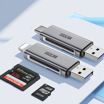 4 In 1 Multifunktsionaalne Usb 2.0 Card Reader välk/Tüüp C/USB-C/Tf/Sd Mälukaardi Lugemine Adapter Telefoni Tarvikud