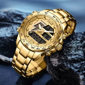 2023 Dual Display Vaadata Meeste Top Brändi Luksus Meeste Watch Fashion Veekindel Sport Sõjalise Kvarts Käekellad Kuldne Chronograph Kell