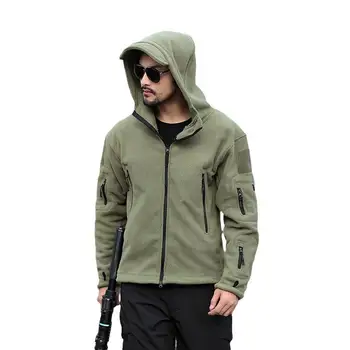 Full Zip Up Müts Taktikaline Roheline Fliis Meeste Jope Sõjalise Taskud Safari Matkamine Outwear Armee Võidelda Hingav Väljas