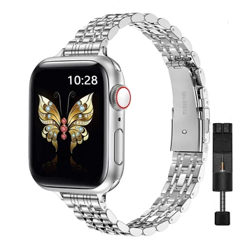 Slim Metal Bände Apple Watch Band 45mm 41mm 44mm 40mm 42mm 38mm Naiste Õhuke Roostevabast Terasest Rihm iWatch SE Seeria 8/7/6/5/4