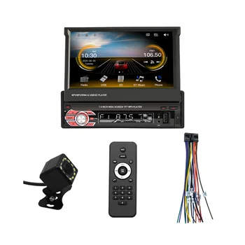 7 Tolline Käsitsi Flip Car Stereo,Carplay Android Auto,Ühe Din HD Touchs n-Raadio,FM Bluetooth-Peegel Link Tagumine Kaamera