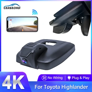 Toyota Highlander 3rd 4th Gen (XU50 XU70) 2022 2023 Ees ja Taga 4K Kriips Cam Auto Kaamera Diktofon Dashcam WIFI Car Dvr