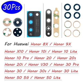 30Pcs，Näiteks Huawei Honor 8X 9X 10i X10 10 30 50 Lite v30 eluviis kodukinosüsteemid Pro 20i 20S 30i 30s 50 5G Tagasi Tagumine Kaamera Klaasist objektiivikate Liimiga