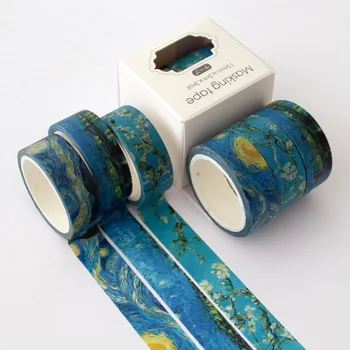 3 tk/pakk Klassikaline Van Gogh Kawaii Planeerija Käsiraamat Dekoratiivne Paber-Washi maalriteip set koolitarbed Kirjatarvete