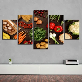 Köök Decor Seina Art Frame 5 tk Köögivilja-Seene Chili Kartuli-Porgandi Toidu Maalid HD Trükkimine Modulaarne Lõuend Pildid