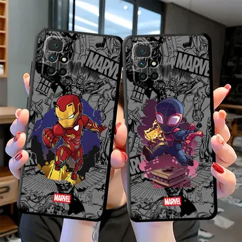 Telefoni puhul Redmi Tähele, 8T 11 Pro 9 10 Pro 12 10S 12S 11S 9T 10 9S 8 7 Marvel Koomiks Iron Man Spiderman Kata Kott Must Pehme