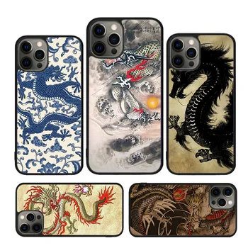 Mood Hiina Vintage Dragon Telefon Case For iPhone SE2020 15 14 XR, XS 11 12 mini 13 Pro MAX 6S 7 8 Plus katab kest coque